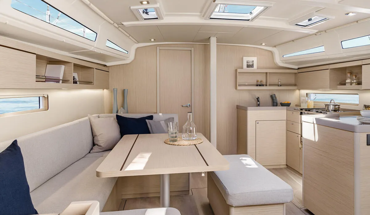 Salon of Isla Bonita, a Beneteau Oceanis 40.1 sailboat at Općina Medulin, Croatia
