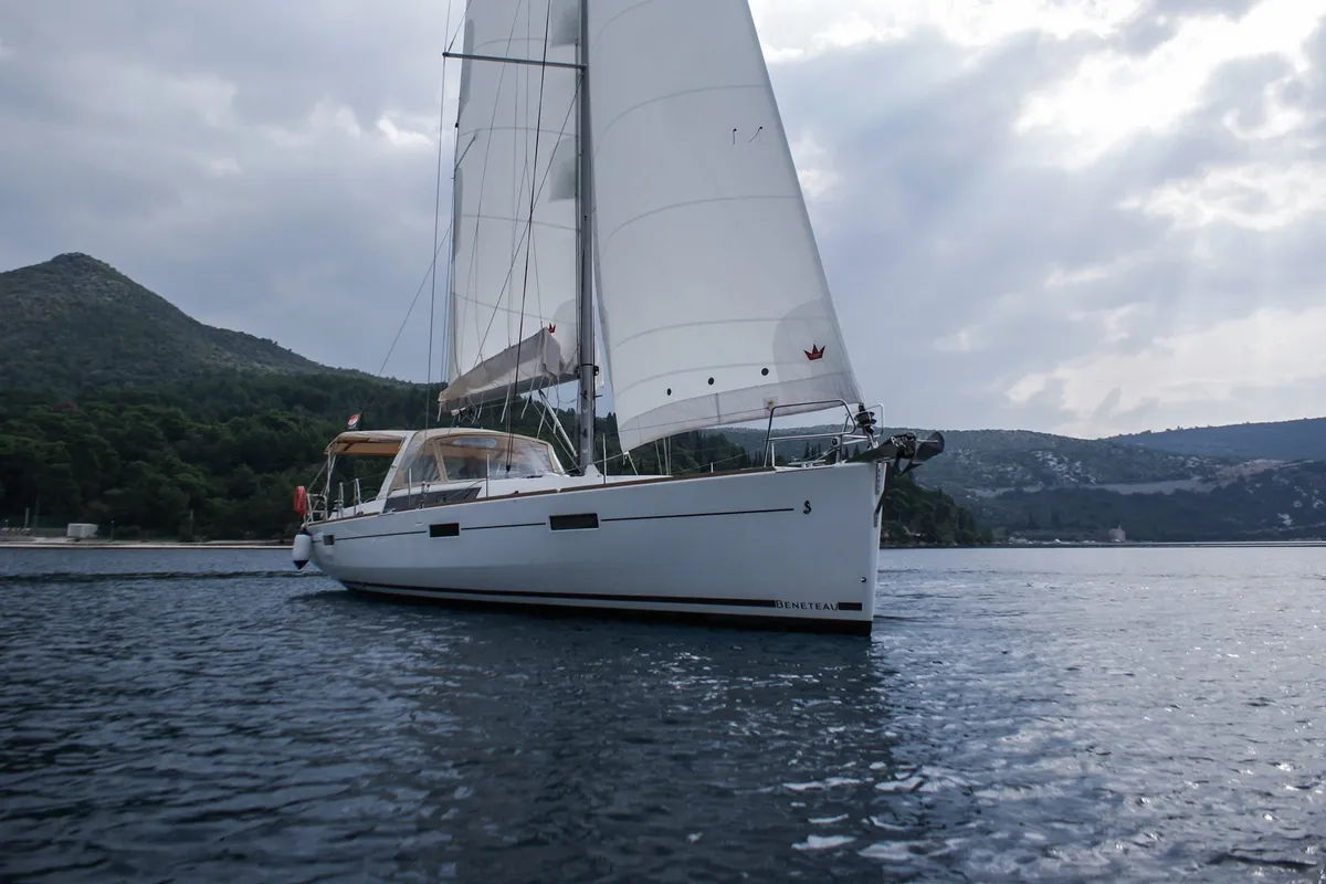 Exterior view of Beneteau Oceanis 45, a sailboat at Tivat, Montenegro