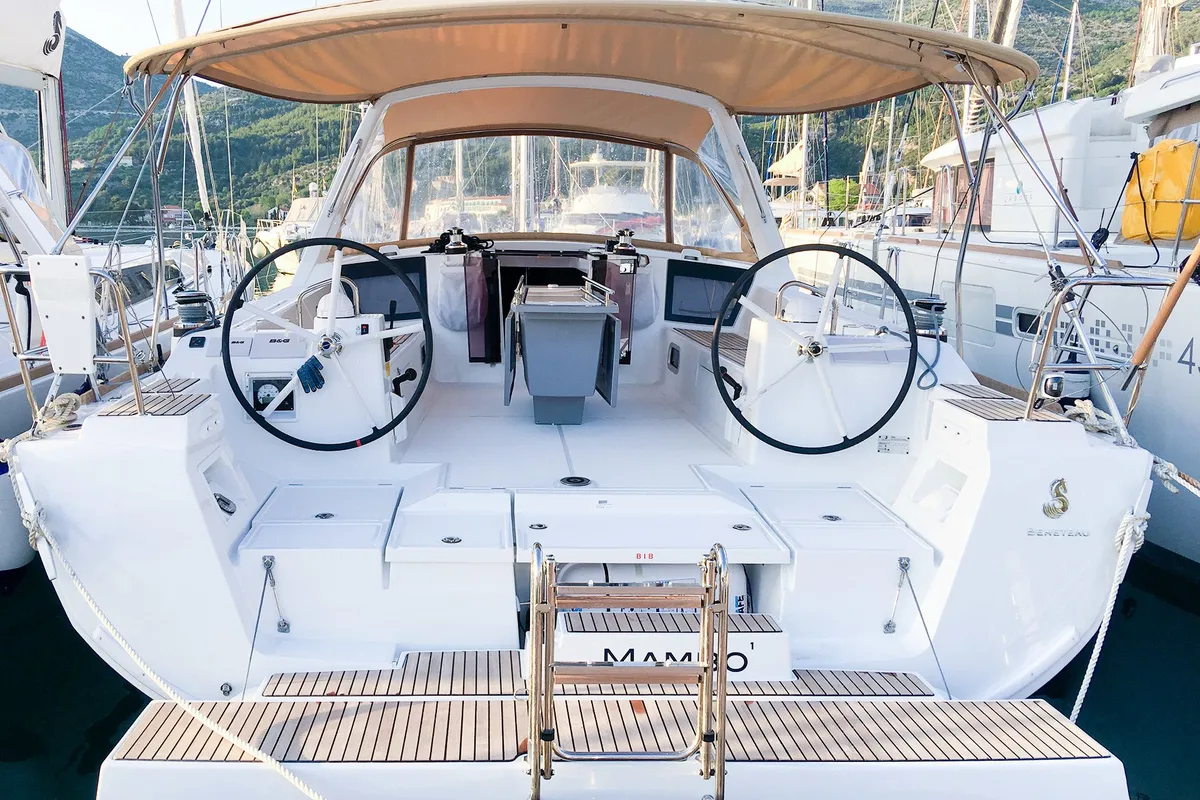 Cockpit of Beneteau Oceanis 45, a sailboat at Tivat, Montenegro