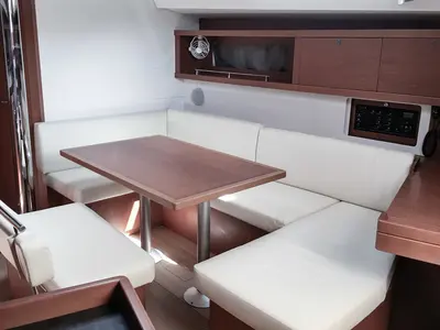 Salon of Beneteau Oceanis 45, a sailboat at Tivat, Montenegro