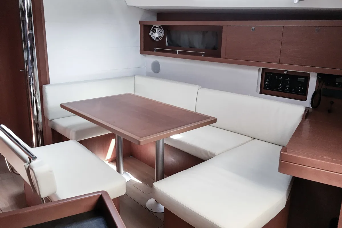 Salon of Beneteau Oceanis 45, a sailboat at Tivat, Montenegro