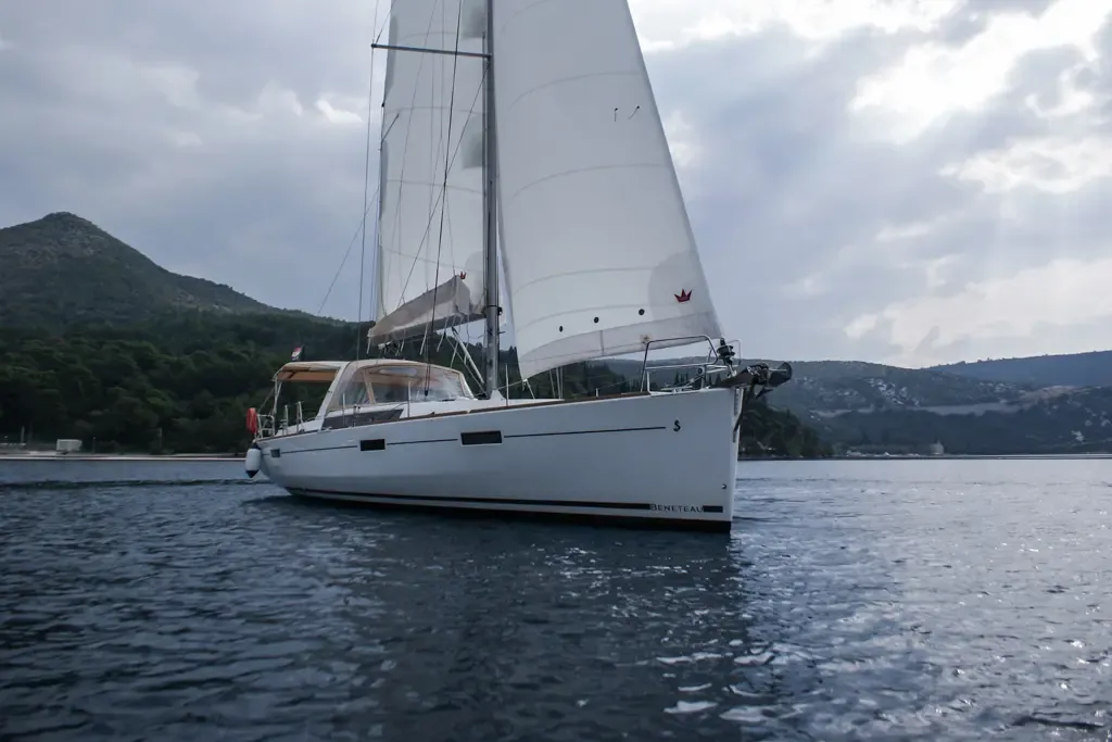 Exterior view of Beneteau Oceanis 45, a sailboat at Tivat, Montenegro