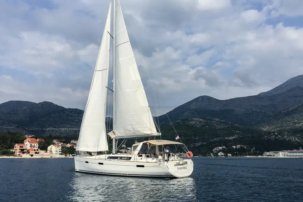 Exterior view of Beneteau Oceanis 45, a sailboat at Tivat, Montenegro