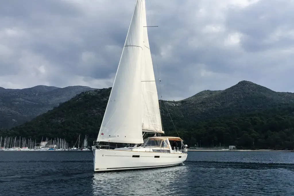 Exterior view of Beneteau Oceanis 45, a sailboat at Tivat, Montenegro