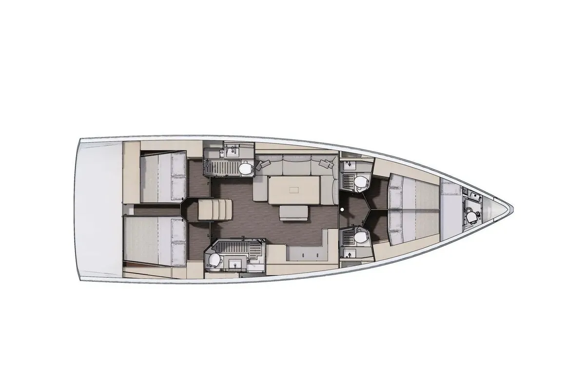 Floor plan of Soft Touch, a Dufour 470 sailboat at Tonnarella, Italy