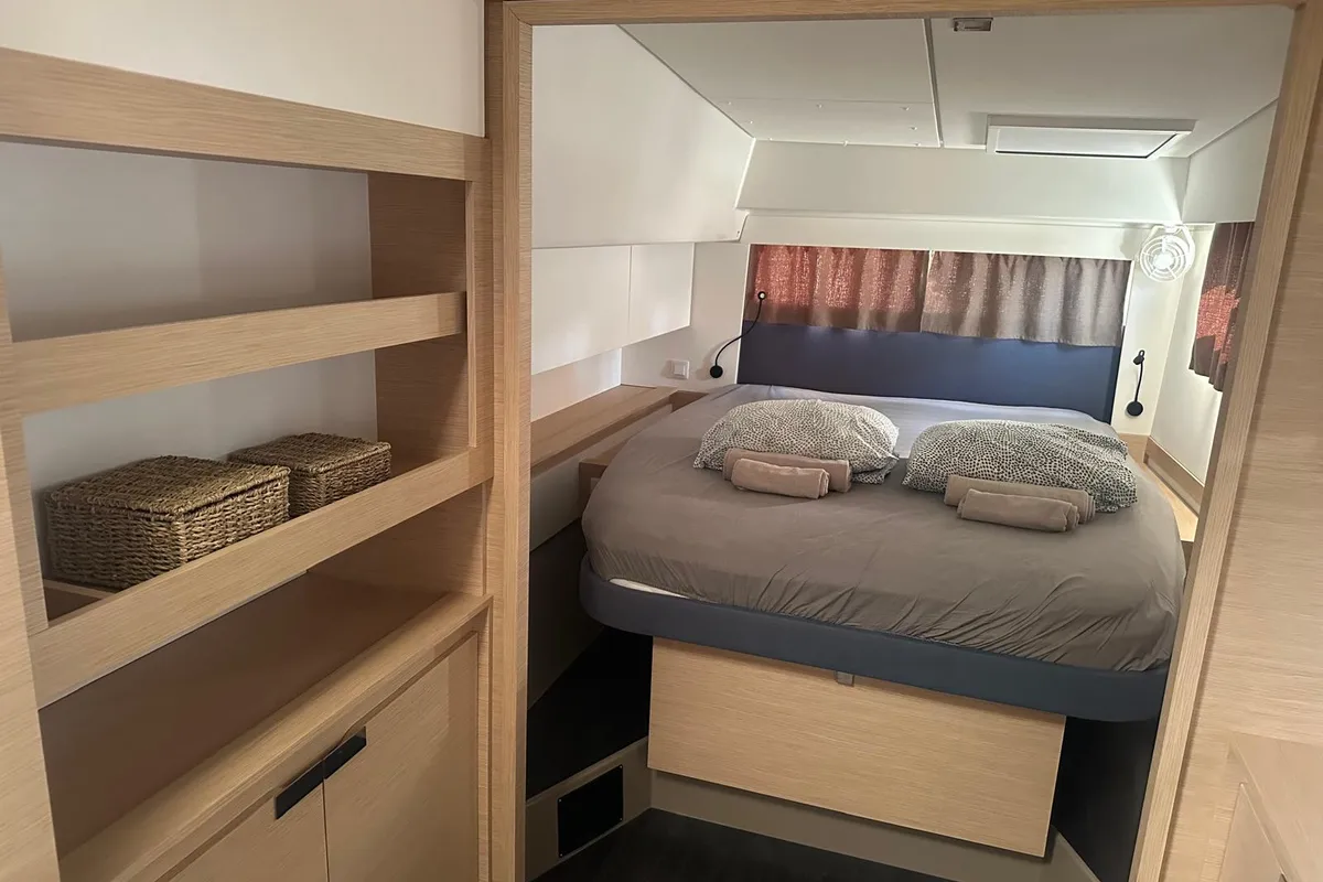 Cabin on Protea, a Fountaine Pajot Elba 45 catamaran at Općina Rogoznica, Croatia