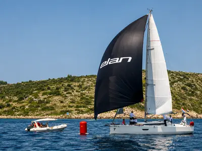 Exterior view of Milan, a Elan E4 sailboat at Betina, Croatia
