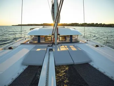 Deck of Insieme, a Excess 11 catamaran at Toulon, France