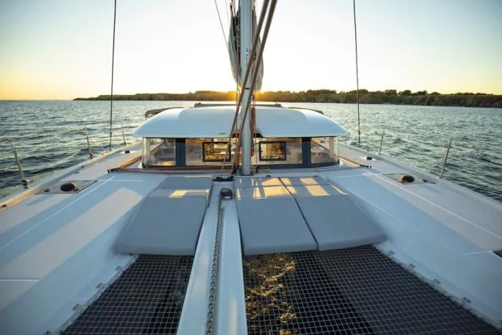 Deck of Insieme, a Excess 11 catamaran at Toulon, France