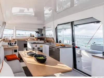 Salon of Insieme, a Excess 11 catamaran at Toulon, France