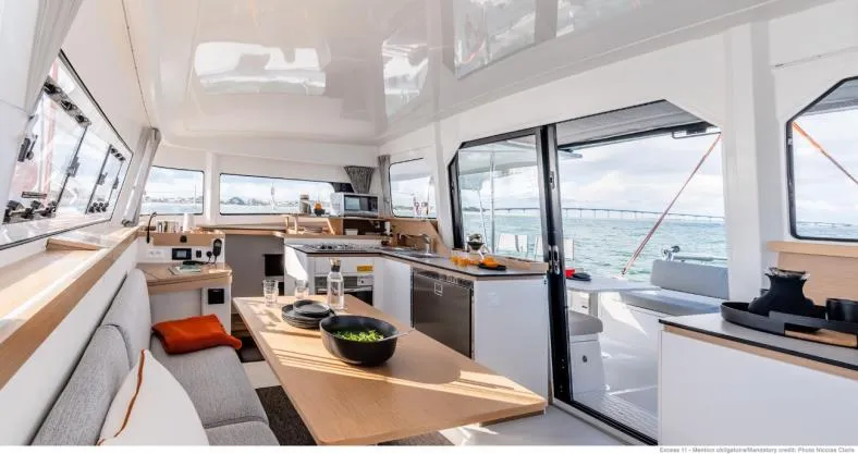 Salon of Insieme, a Excess 11 catamaran at Toulon, France