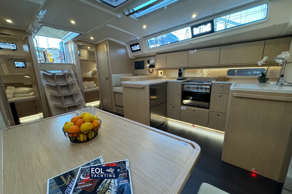 Salon of Freja, a Bavaria C46 sailboat at Pula, Croatia