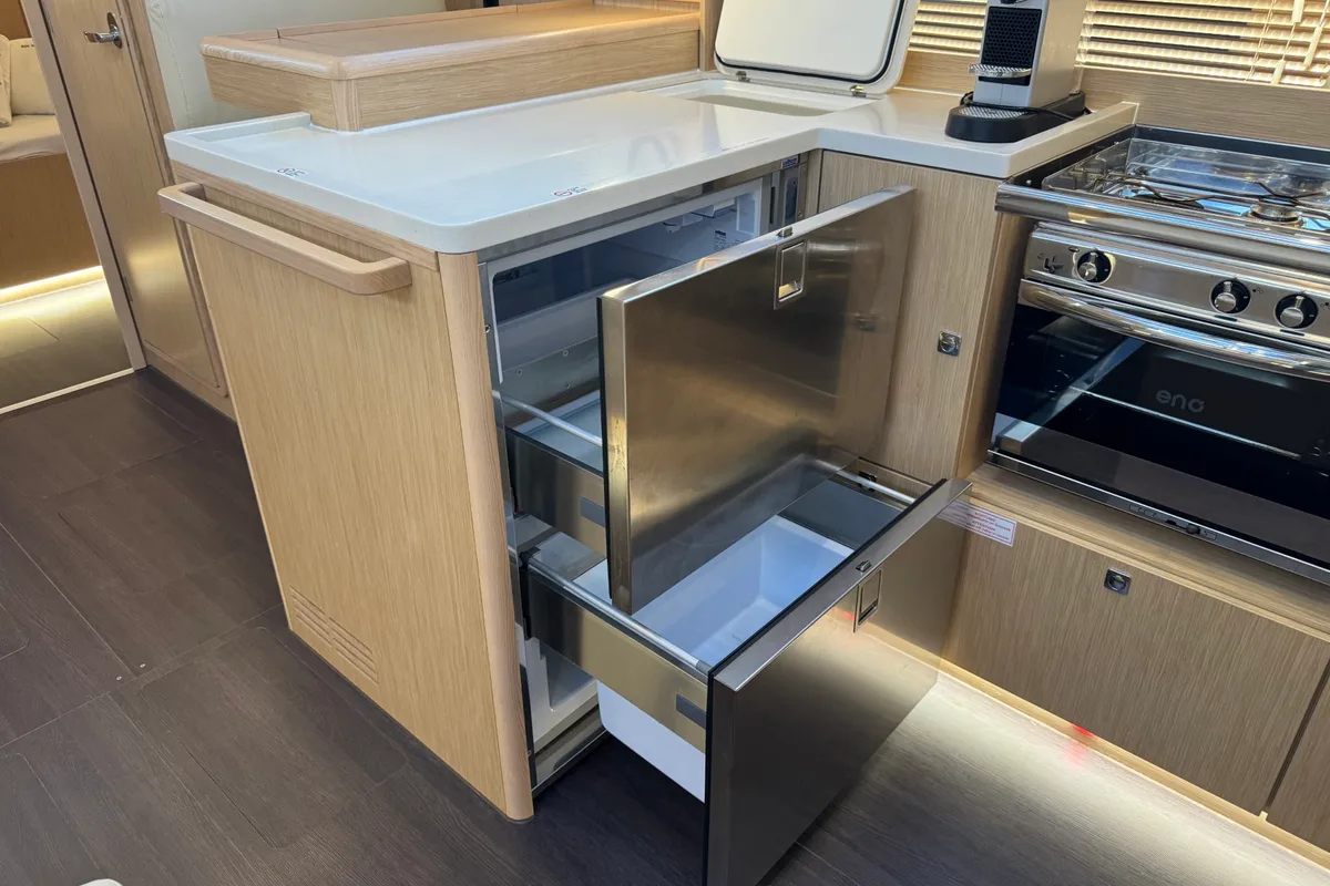 Galley of Freja, a Bavaria C46 sailboat at Pula, Croatia