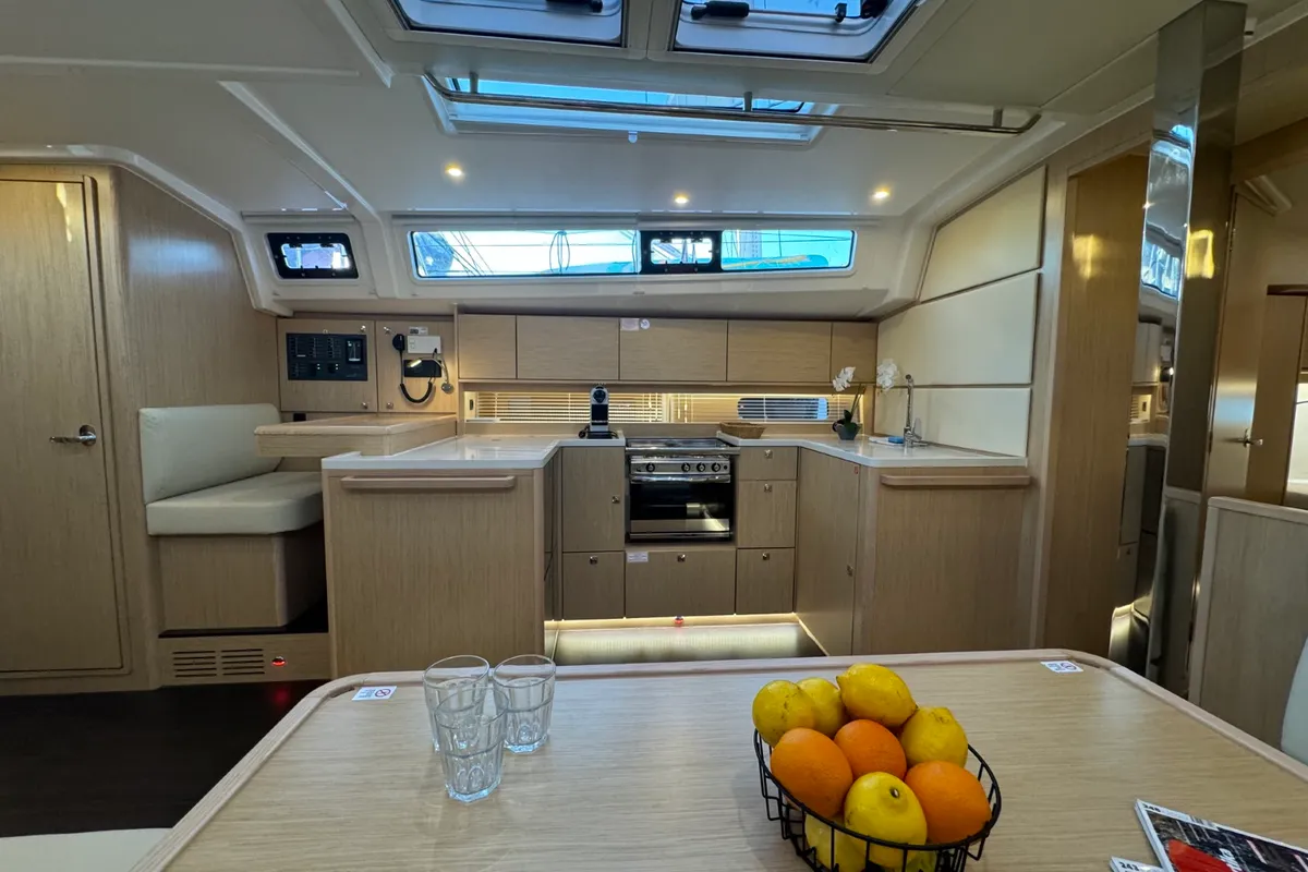 Galley of Freja, a Bavaria C46 sailboat at Pula, Croatia