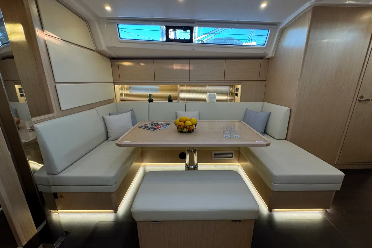 Salon of Freja, a Bavaria C46 sailboat at Pula, Croatia