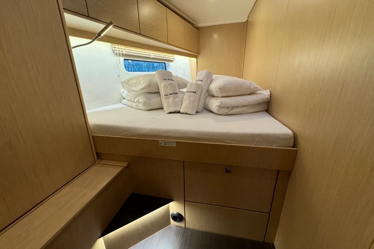 Cabin on Freja, a Bavaria C46 sailboat at Pula, Croatia