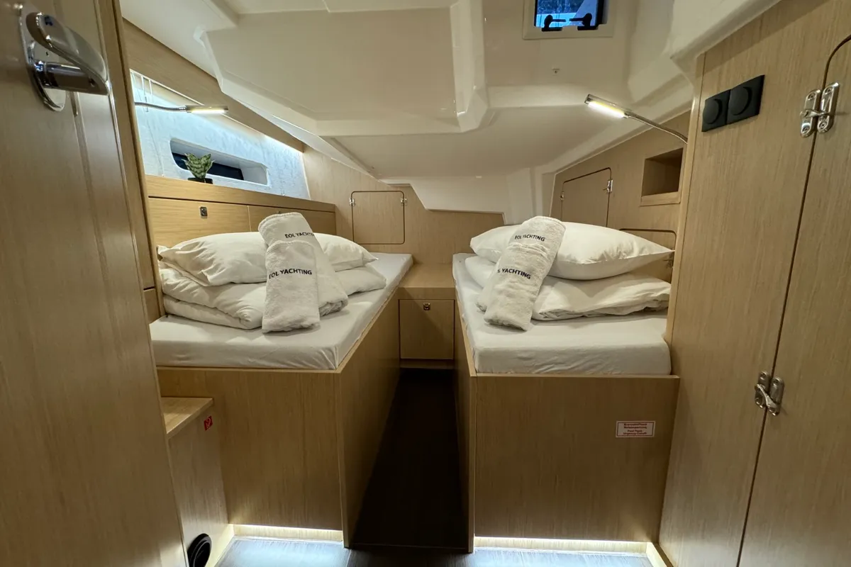 Cabin on Freja, a Bavaria C46 sailboat at Pula, Croatia