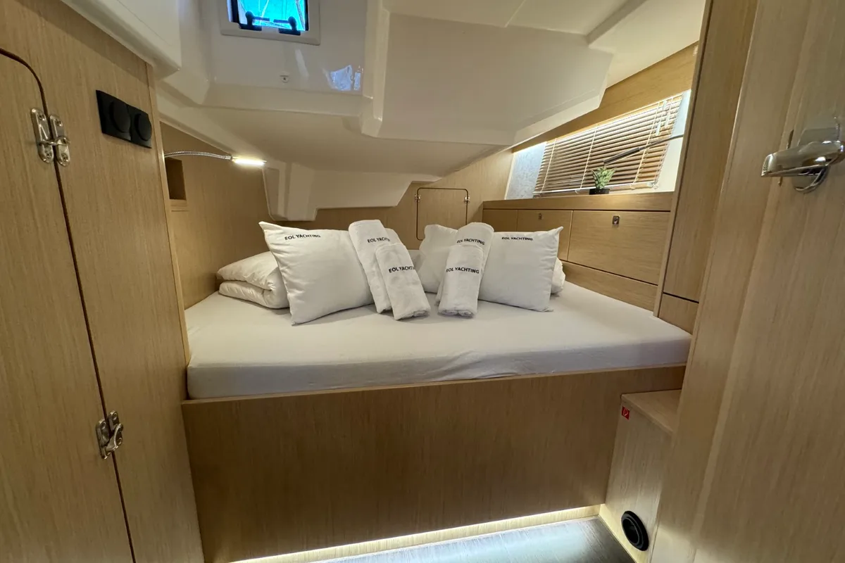 Cabin on Freja, a Bavaria C46 sailboat at Pula, Croatia