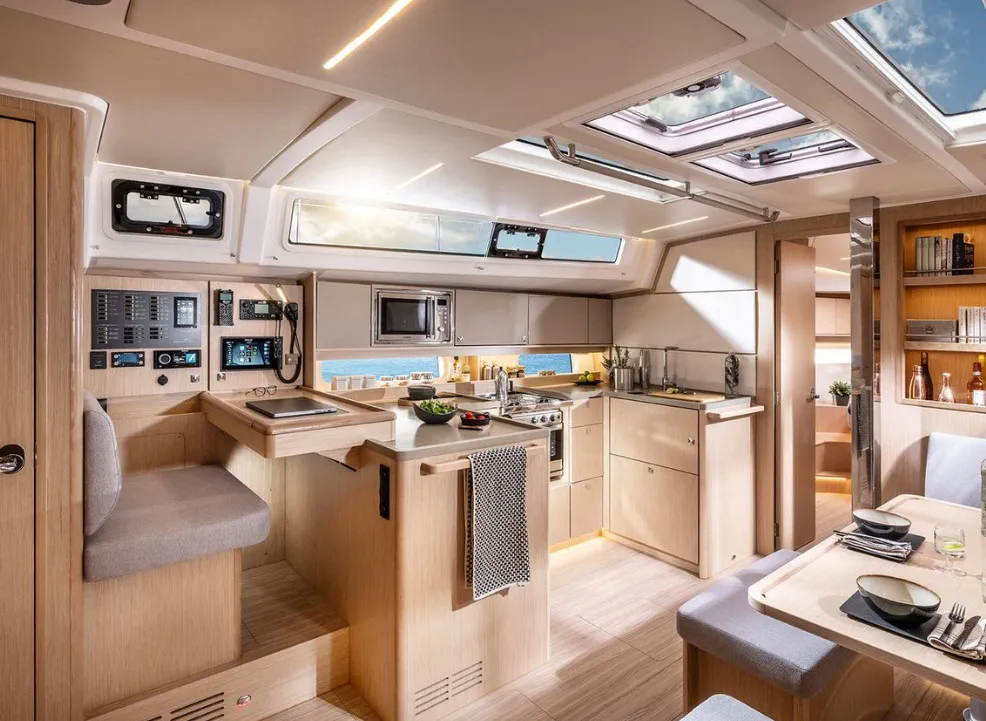 Galley of Freja, a Bavaria C46 sailboat at Pula, Croatia