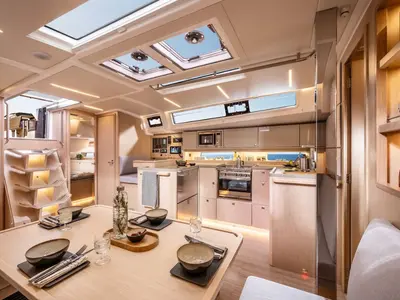 Galley of Freja, a Bavaria C46 sailboat at Pula, Croatia