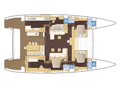 Floor plan of NOVA, a Lagoon 620 catamaran at Athens, Greece