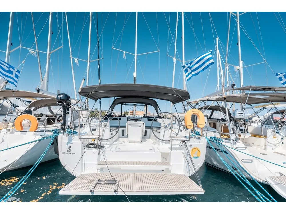 Deck of Eleftheria, a Beneteau Oceanis 40.1 sailboat at Municipal Unit of Rhodes, Greece