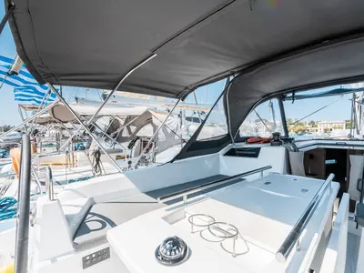 Cockpit of Eleftheria, a Beneteau Oceanis 40.1 sailboat at Municipal Unit of Rhodes, Greece