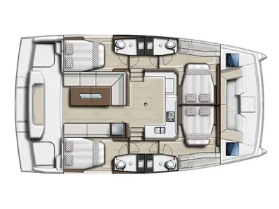 Floor plan of Amon Re, a Bali Catspace catamaran at Grad Kaštela, Croatia