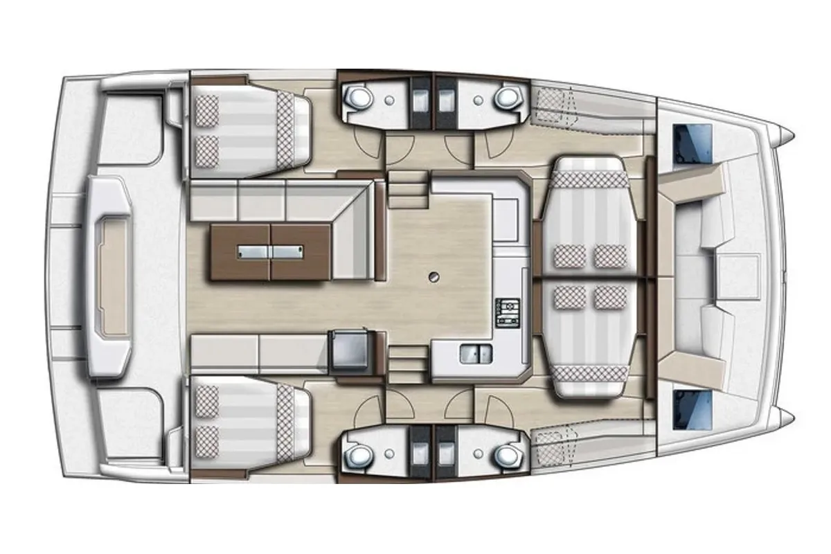 Floor plan of Amon Re, a Bali Catspace catamaran at Grad Kaštela, Croatia