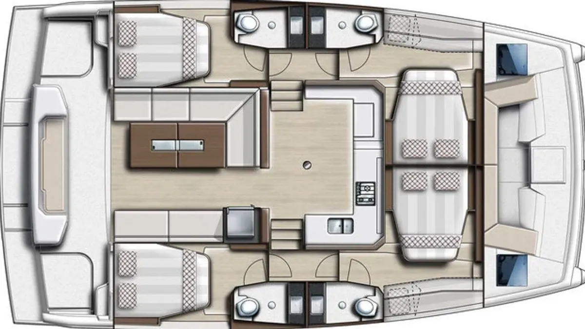 Floor plan of Amon Re, a Bali Catspace catamaran at Grad Kaštela, Croatia
