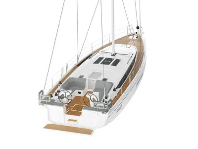 Deck of Rib Eye, a Bavaria C46 sailboat at Grad Šibenik, Croatia