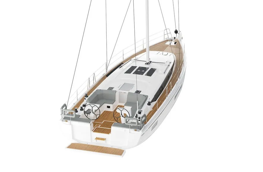 Deck of Rib Eye, a Bavaria C46 sailboat at Grad Šibenik, Croatia