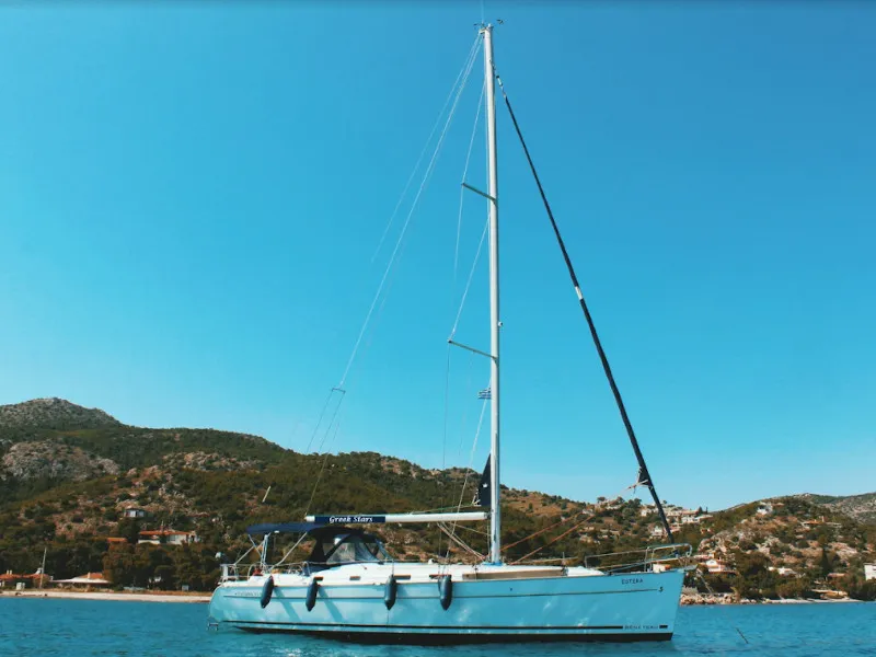 Exterior view of Estera, a Beneteau Cyclades 43.4 sailboat at Athens, Marina Delta Kallithea, Greece