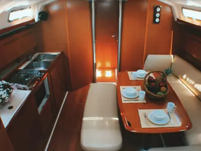 Galley of Estera, a Beneteau Cyclades 43.4 sailboat at Athens, Marina Delta Kallithea, Greece