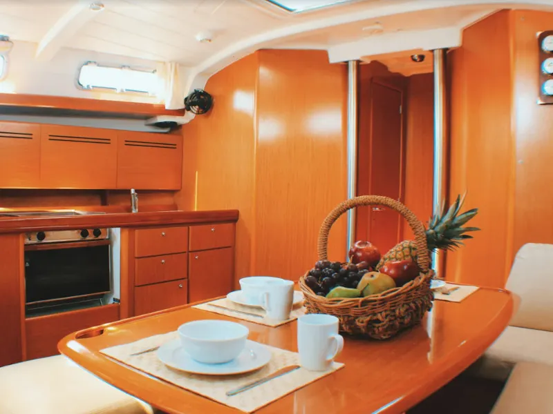 Salon of Estera, a Beneteau Cyclades 43.4 sailboat at Athens, Marina Delta Kallithea, Greece