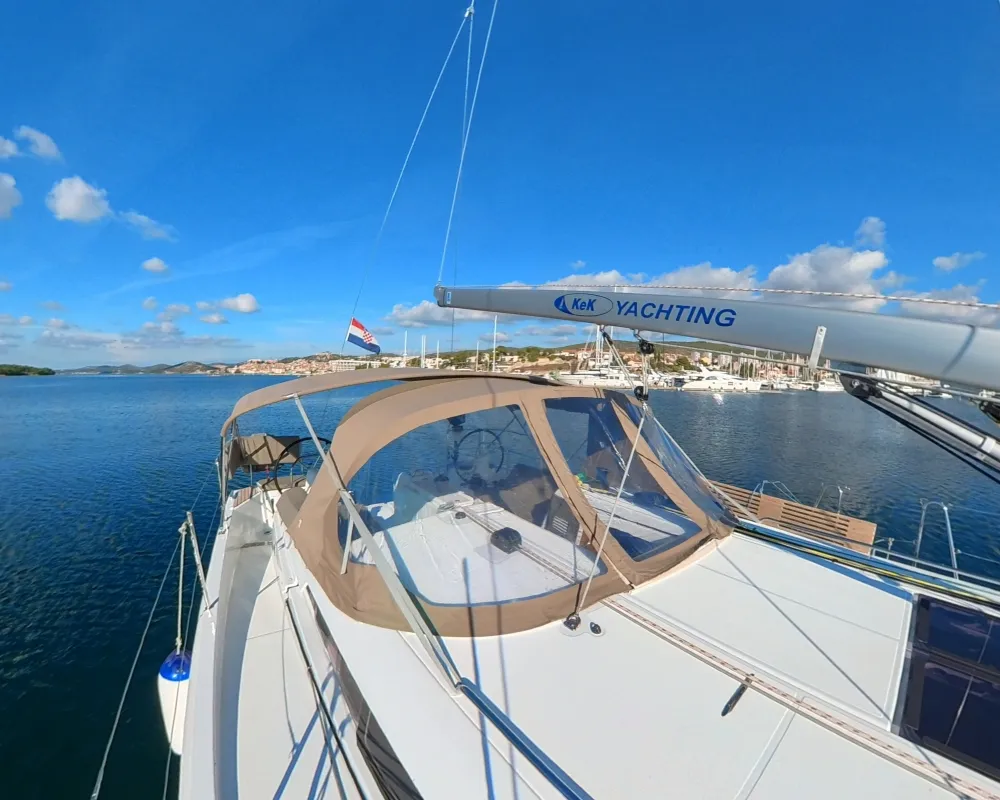 Deck of Uri, a Jeanneau Sun Odyssey 440 sailboat at Pirovac, Croatia