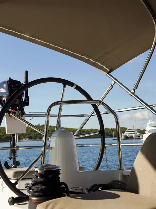 Cockpit of Uri, a Jeanneau Sun Odyssey 440 sailboat at Pirovac, Croatia