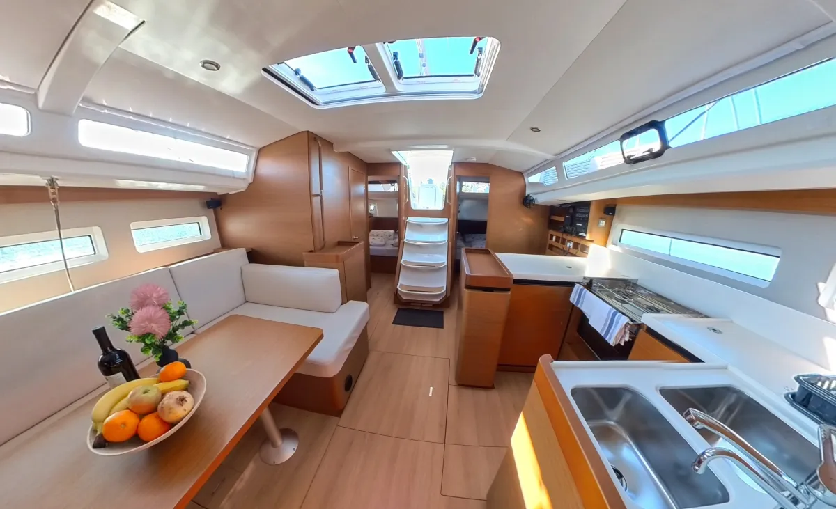 Salon of Uri, a Jeanneau Sun Odyssey 440 sailboat at Pirovac, Croatia