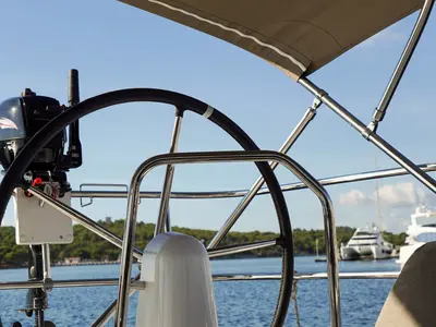 Cockpit of Uri, a Jeanneau Sun Odyssey 440 sailboat at Pirovac, Croatia