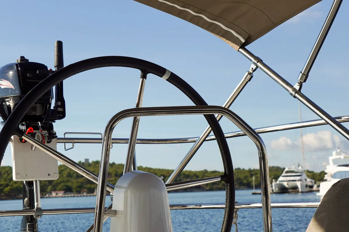 Cockpit of Uri, a Jeanneau Sun Odyssey 440 sailboat at Pirovac, Croatia