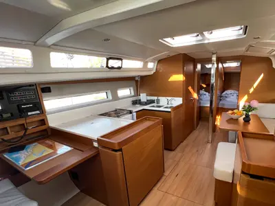 Salon of Uri, a Jeanneau Sun Odyssey 440 sailboat at Pirovac, Croatia