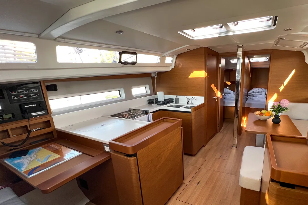 Salon of Uri, a Jeanneau Sun Odyssey 440 sailboat at Pirovac, Croatia