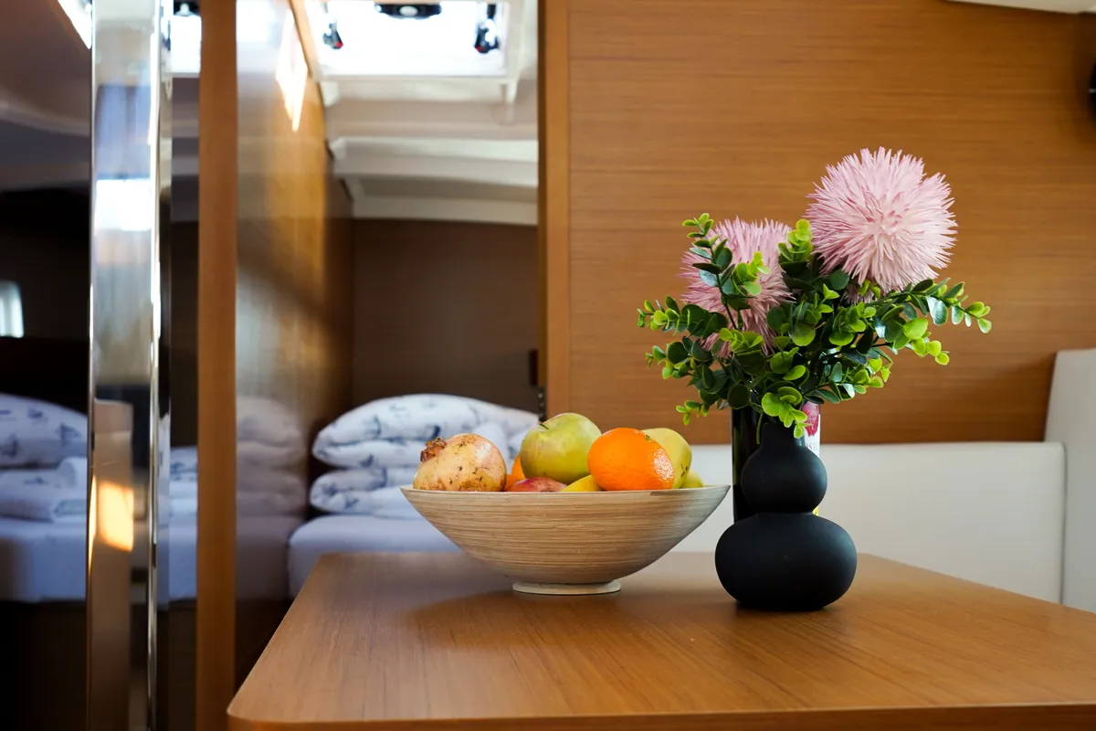 Salon of Uri, a Jeanneau Sun Odyssey 440 sailboat at Pirovac, Croatia