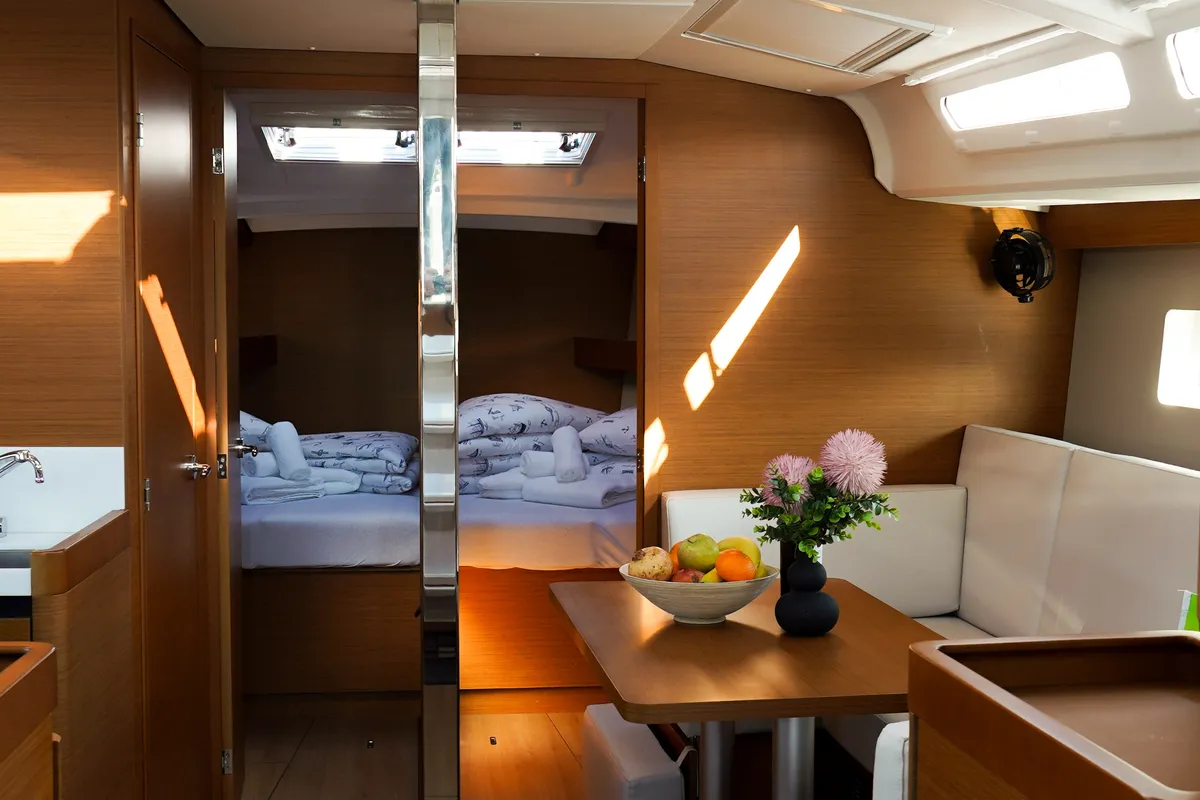 Salon of Uri, a Jeanneau Sun Odyssey 440 sailboat at Pirovac, Croatia