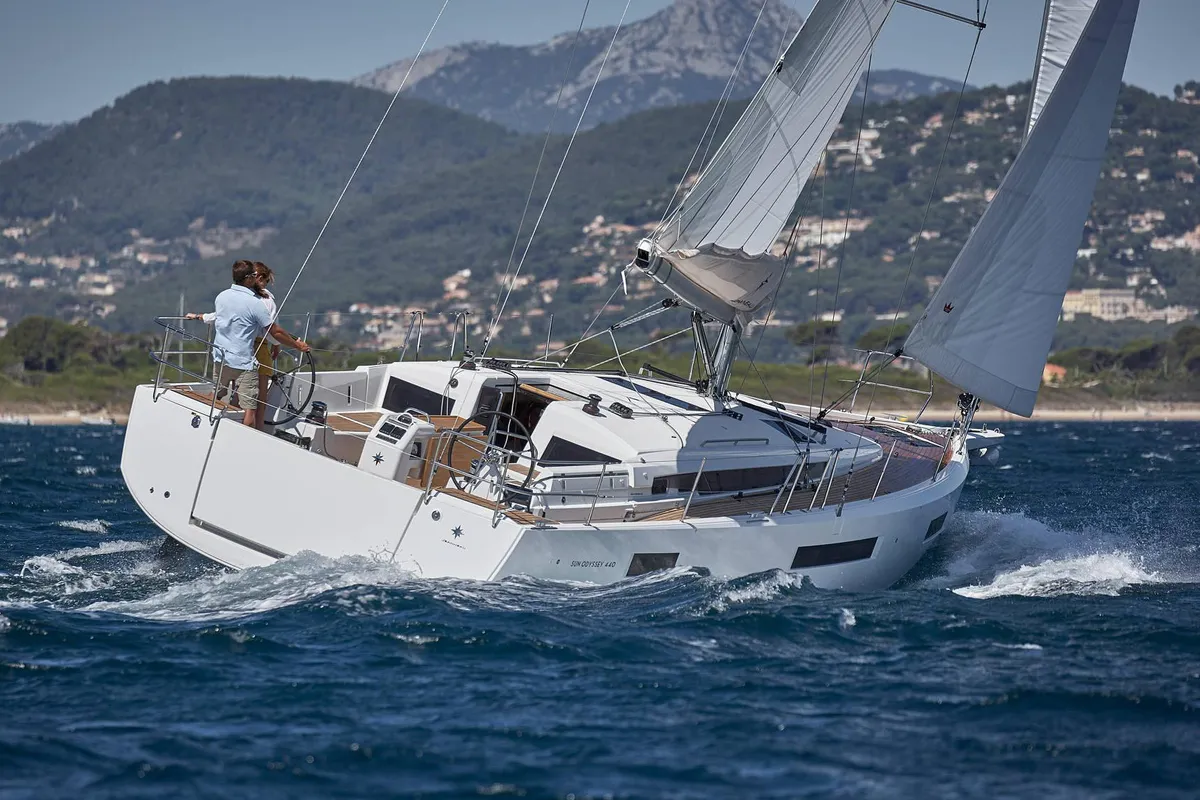Exterior view of Uri, a Jeanneau Sun Odyssey 440 sailboat at Pirovac, Croatia