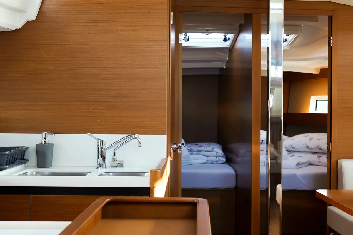 Galley of Uri, a Jeanneau Sun Odyssey 440 sailboat at Pirovac, Croatia
