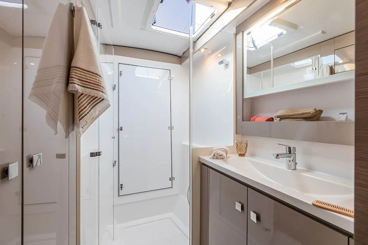 Head on Monkey Puppy, a Fountaine Pajot Isla 40 catamaran at Athens, Greece