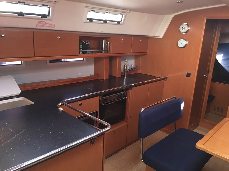 Galley of Estrella, a Bavaria Cruiser 45 sailboat at Punat, Croatia