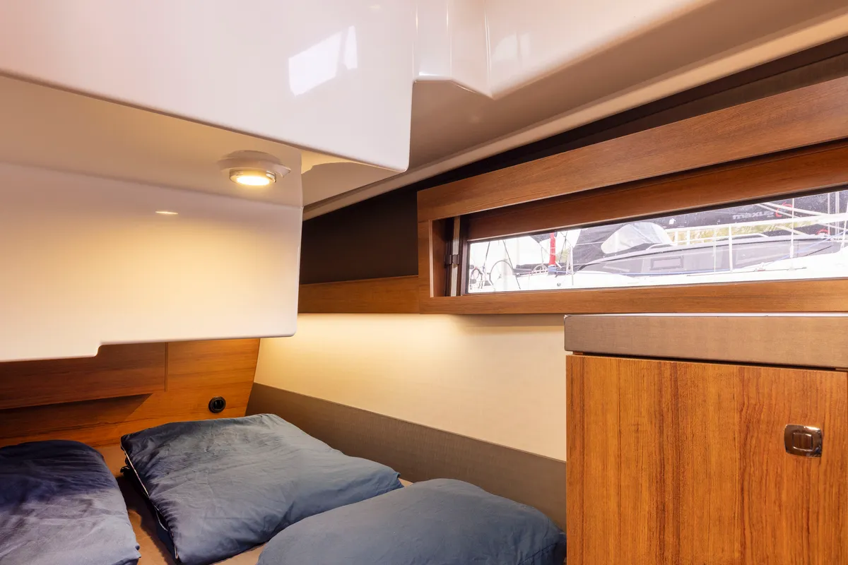 Cabin on Tarantino, a Northman 1200 motorboat at Sztynort, Poland