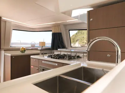 Galley of Luna, a Bali 4.8 catamaran at Marmaris, Turkey